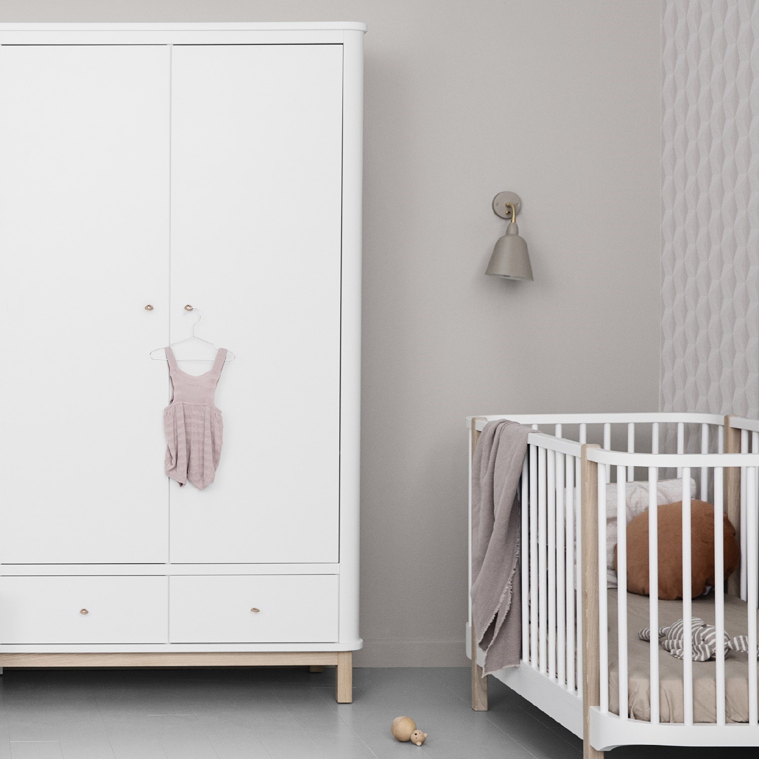 Oliver Furniture Bebek Odası Gardrop 2 Kapı White/Oak Orjinal