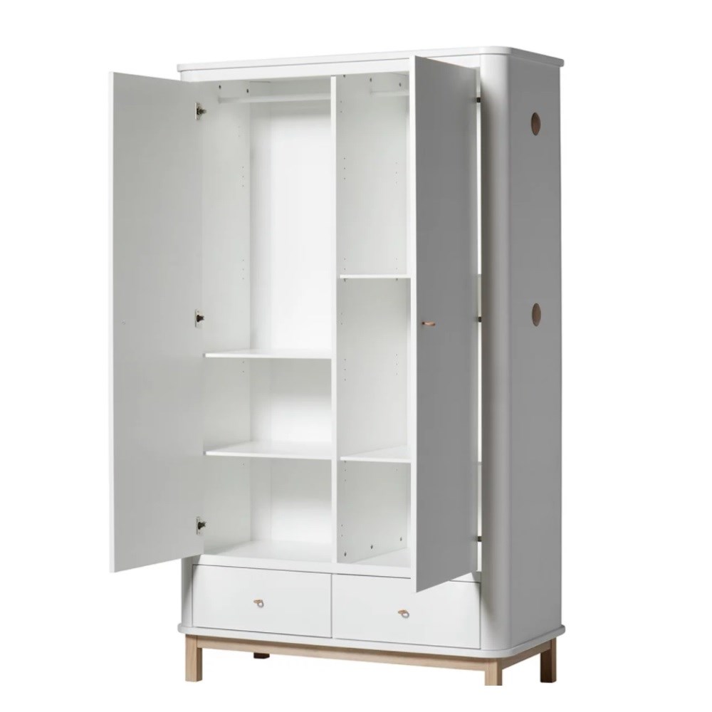Oliver Furniture Bebek Odası Gardrop 2 Kapı White/Oak Orjinal