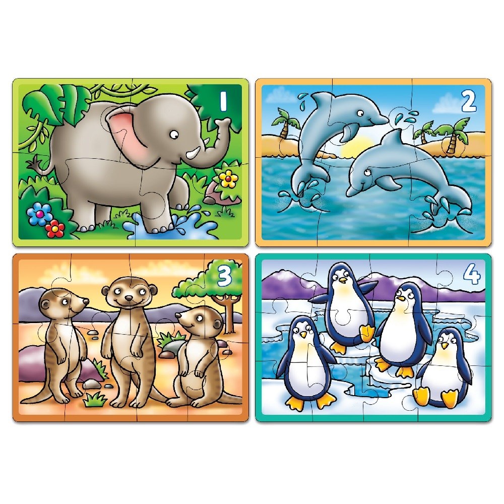 Orchard Animal 4 In A Box Puzzle 3 Yaş + Orjinal