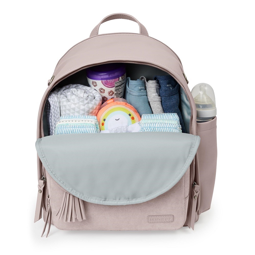 Skip Hop Greenwich Simply Chic Bebek Bakım Sırt Çantası-Portobello Suede Krem
