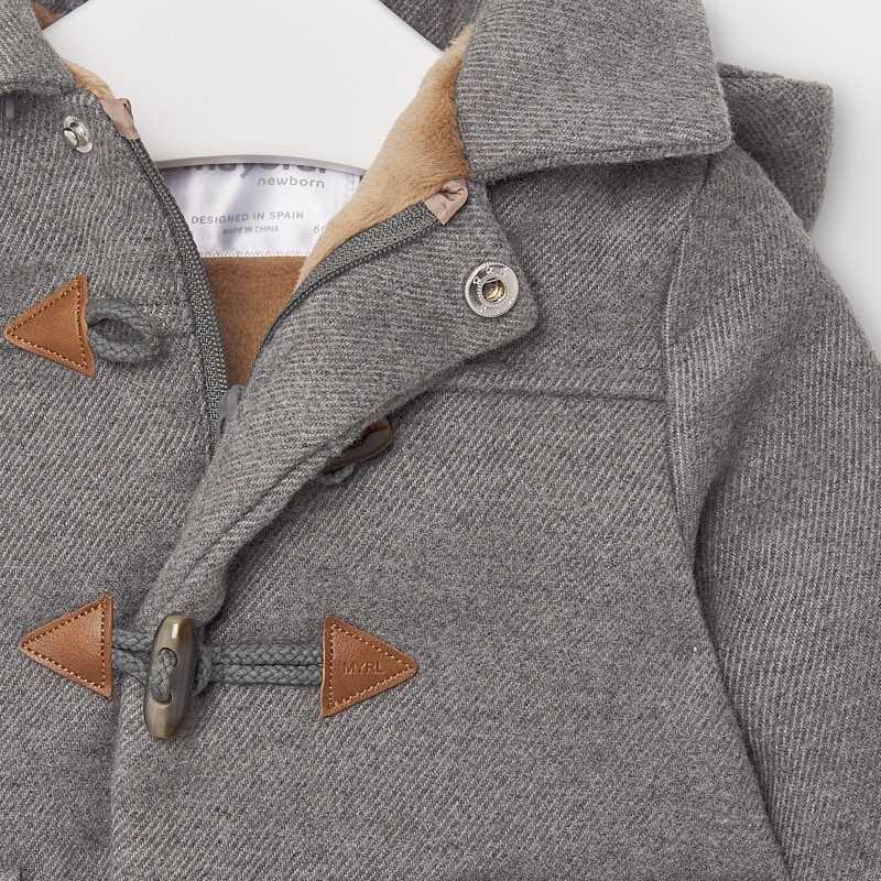 Mayoral Kışlık Erkek Bebek Kapşonlu Trench Style Kaban Gri
