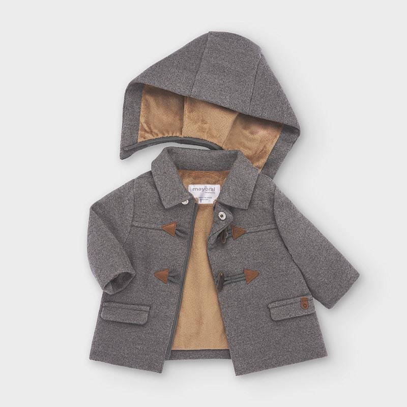 Mayoral Kışlık Erkek Bebek Kapşonlu Trench Style Kaban Gri