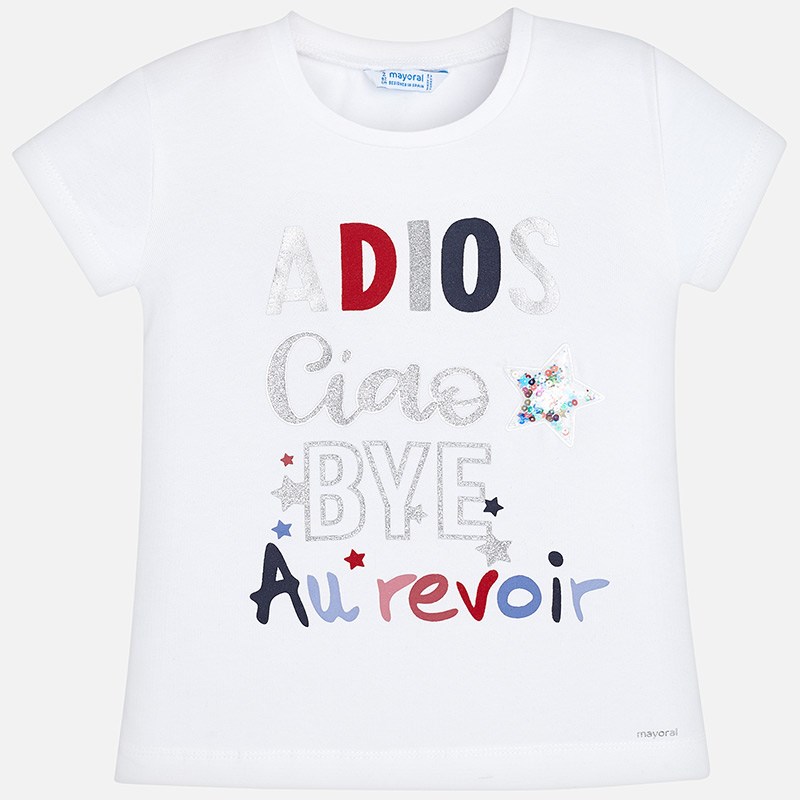 Mayoral Yazlık Kız Kısa Kol T-shirt Beyaz