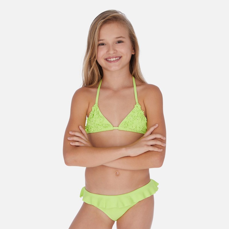 Mayoral Yazlık Kız Çiçek İşlemeli Bikini Yeşil