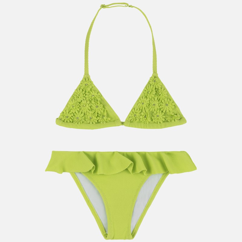 Mayoral Yazlık Kız Çiçek İşlemeli Bikini Yeşil