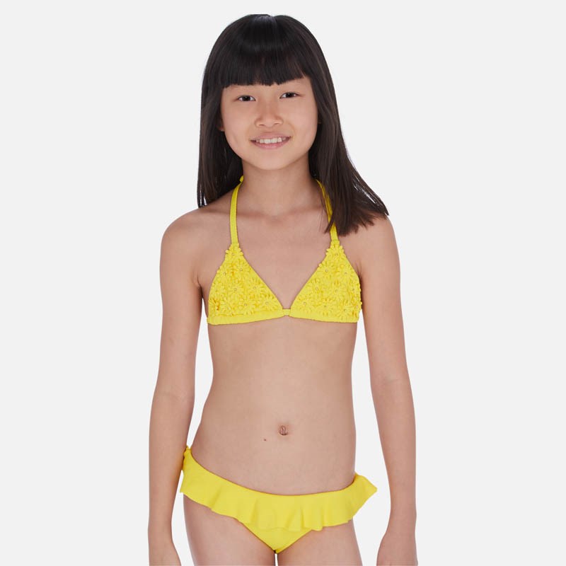 Mayoral Yazlık Kız Çiçek İşlemeli Bikini Sarı