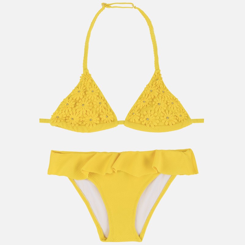 Mayoral Yazlık Kız Çiçek İşlemeli Bikini Sarı