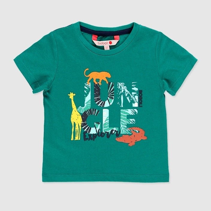 Boboli Yazlık Erkek Penye Kısa Kol T-shirt Yeşil