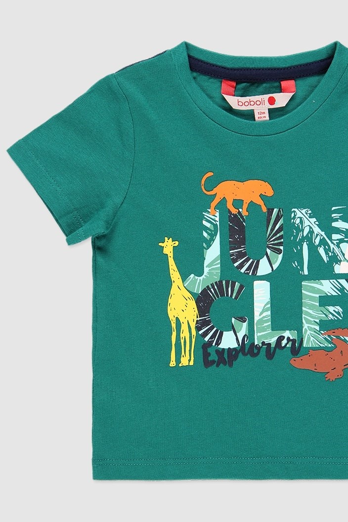Boboli Yazlık Erkek Penye Kısa Kol T-shirt Yeşil