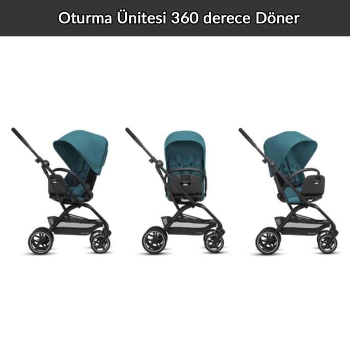 Cybex Eezy S Twist +2 Bebek Arabası Soho Grey Kabin Boy 360 Derece 