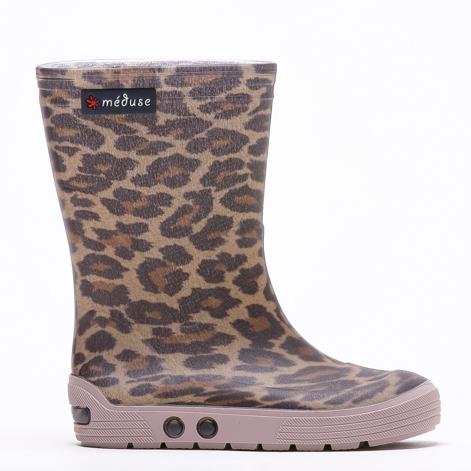 Meduse Airdim Çocuk Yağmur Botu Leopar Desenli Panthere Vieux Rose Pembe
