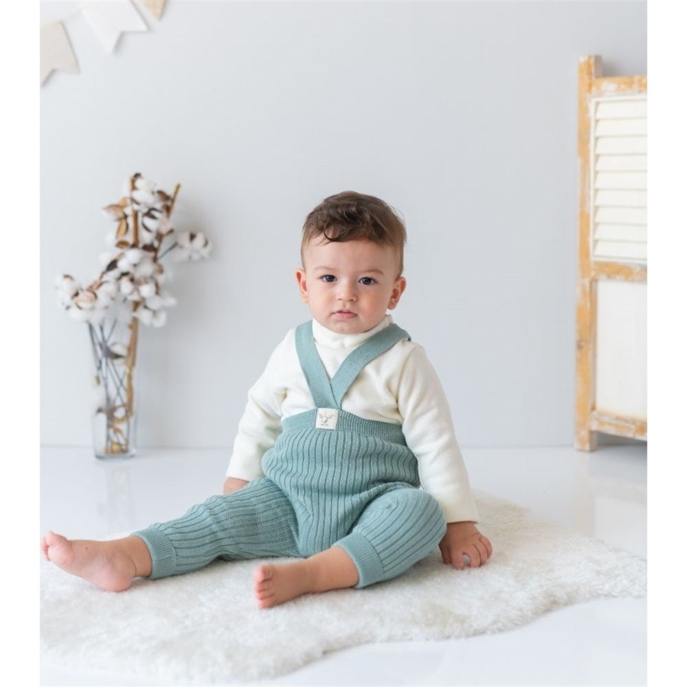 Mama Yoyo Askılı Triko Bebek Taytı Yeşil
