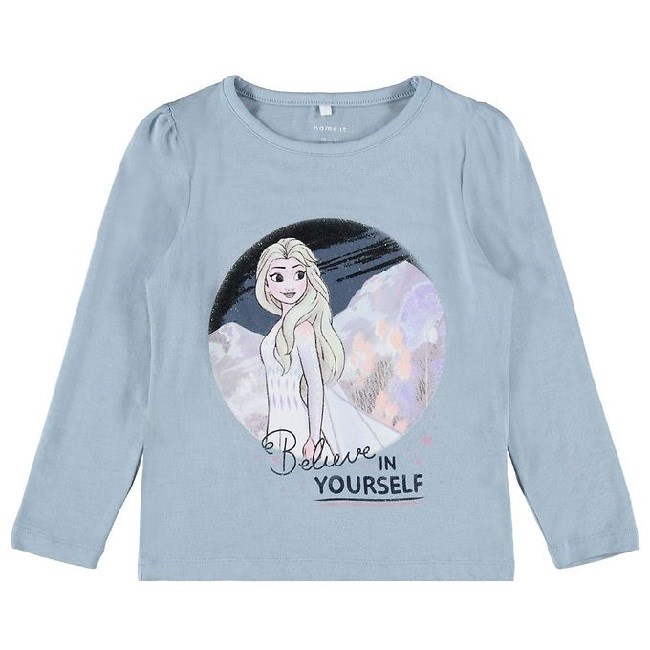 Name It Kışlık Kız Disney Lisanslı Elsa Uzun Kollu S-shırt Mavi