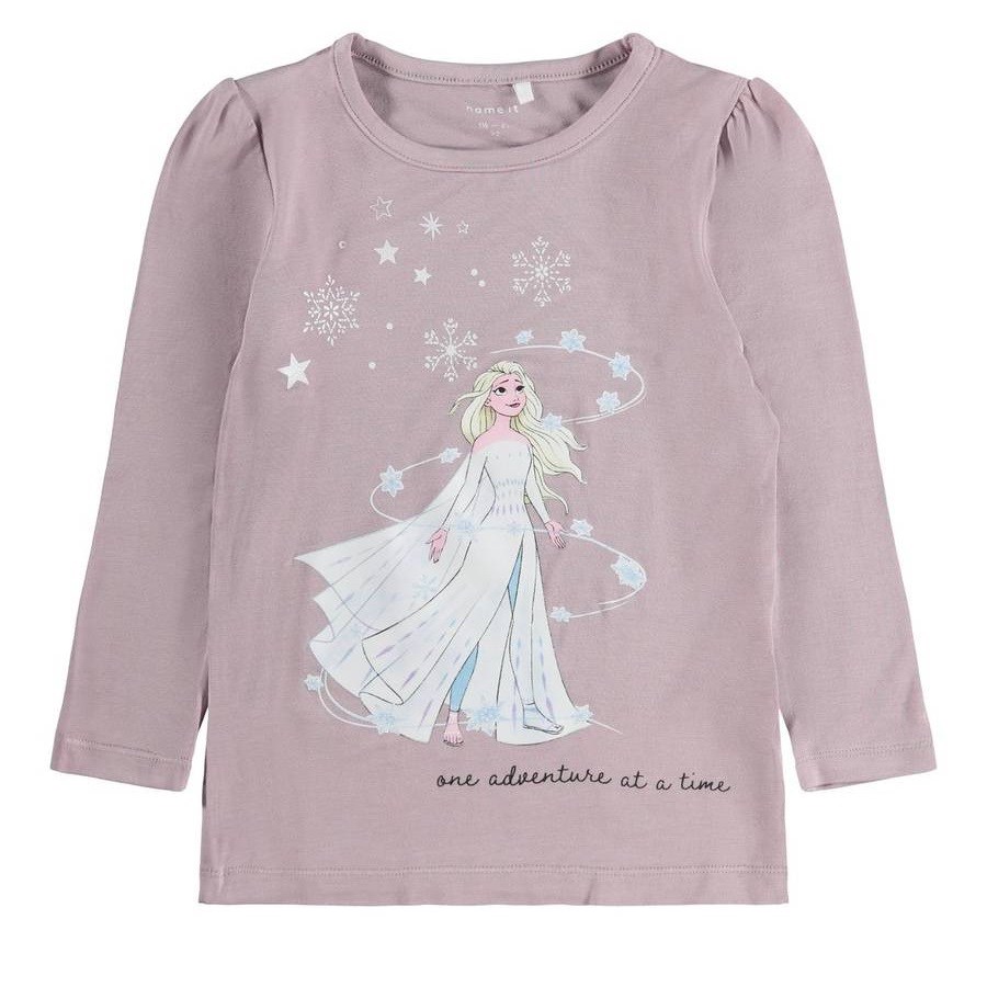 Name It Kışlık Kız Disney Lisanslı Elsa Uzun Kollu S-shırt Pembe