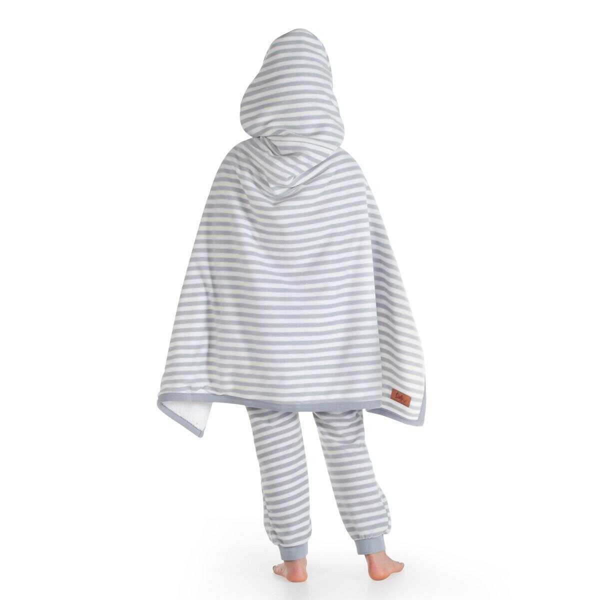Owli Giyilebilir Polar Battaniye Çocuk 4-8 Yaş Gri