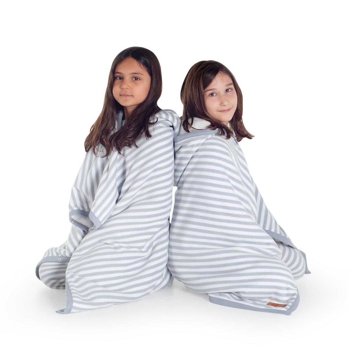 Owli Giyilebilir Polar Battaniye Çocuk 4-8 Yaş Gri