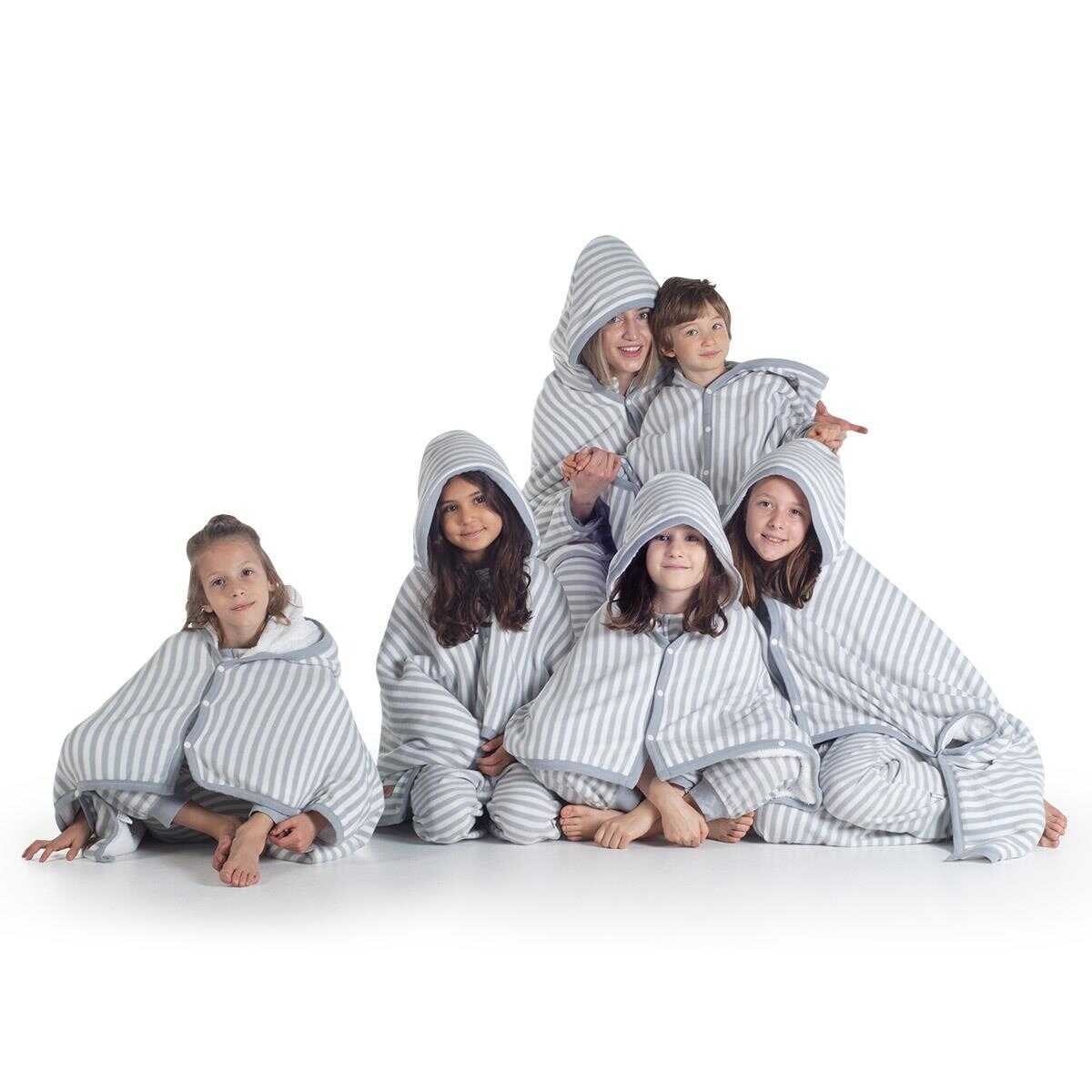 Owli Giyilebilir Polar Battaniye Çocuk 4-8 Yaş Gri