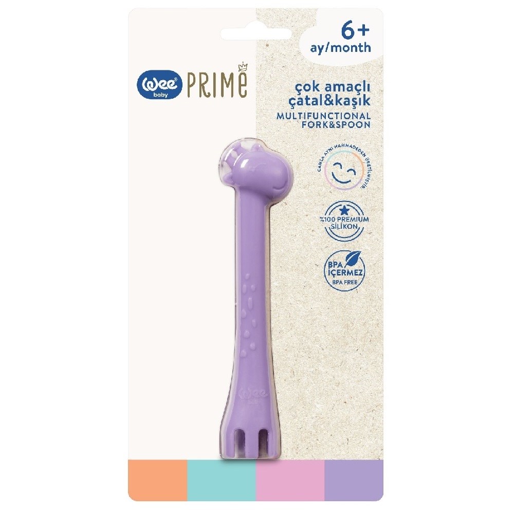 Wee Baby Prime Mor Çok Amaçlı Çatal ve Kaşık 6 Ay + 