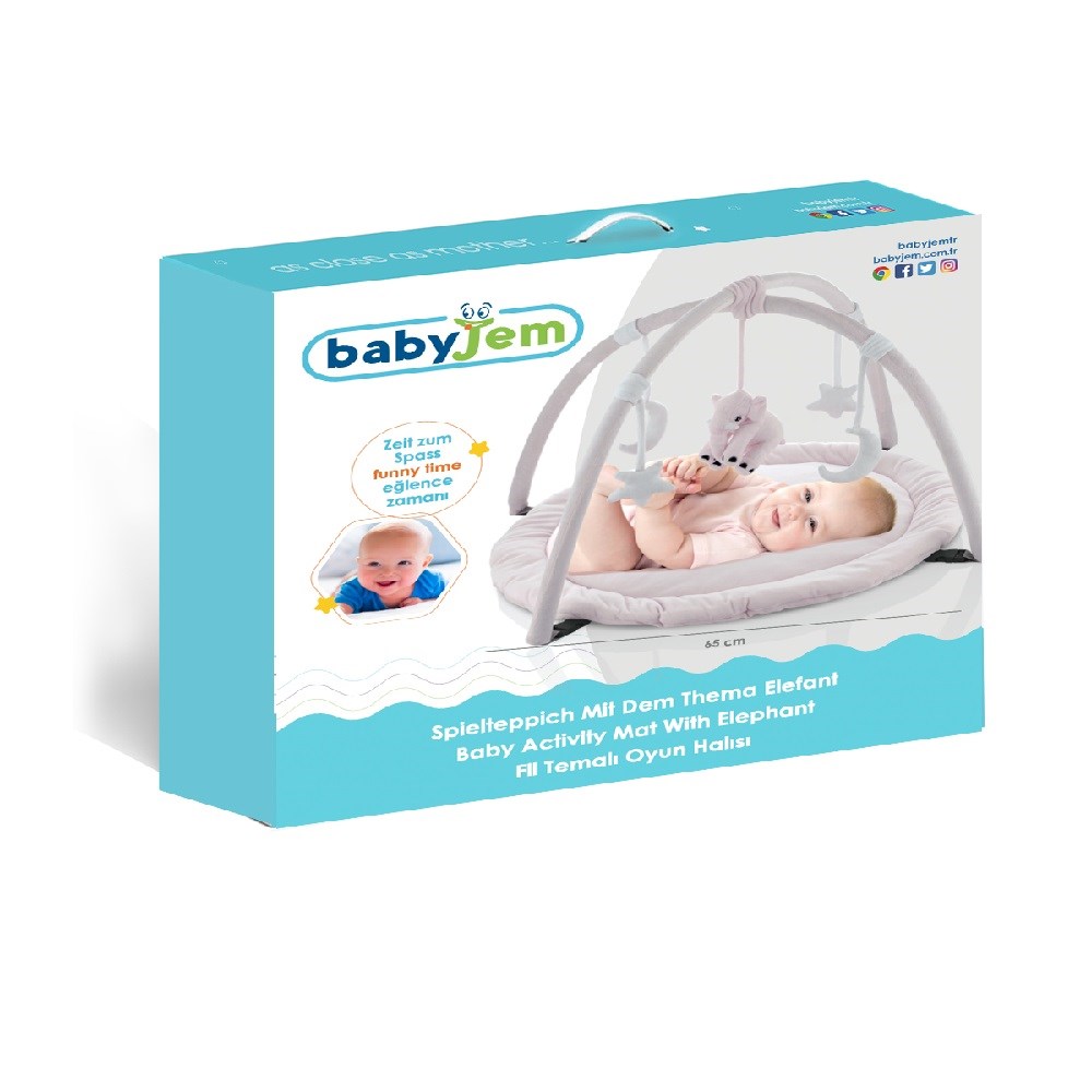 Babyjem Kadife Mavi Fil Desenli Oyun Halısı 