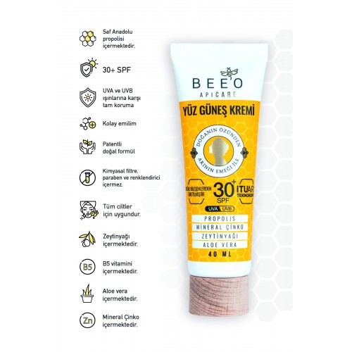 Bee'o Propolisli Yüz Güneş Kremi 30 Spf+ 40 ml 