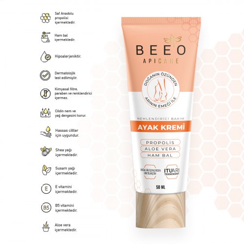 Bee'o Propolisli Apicare Nemlendirici Ayak Bakım Kremi 50 ml
