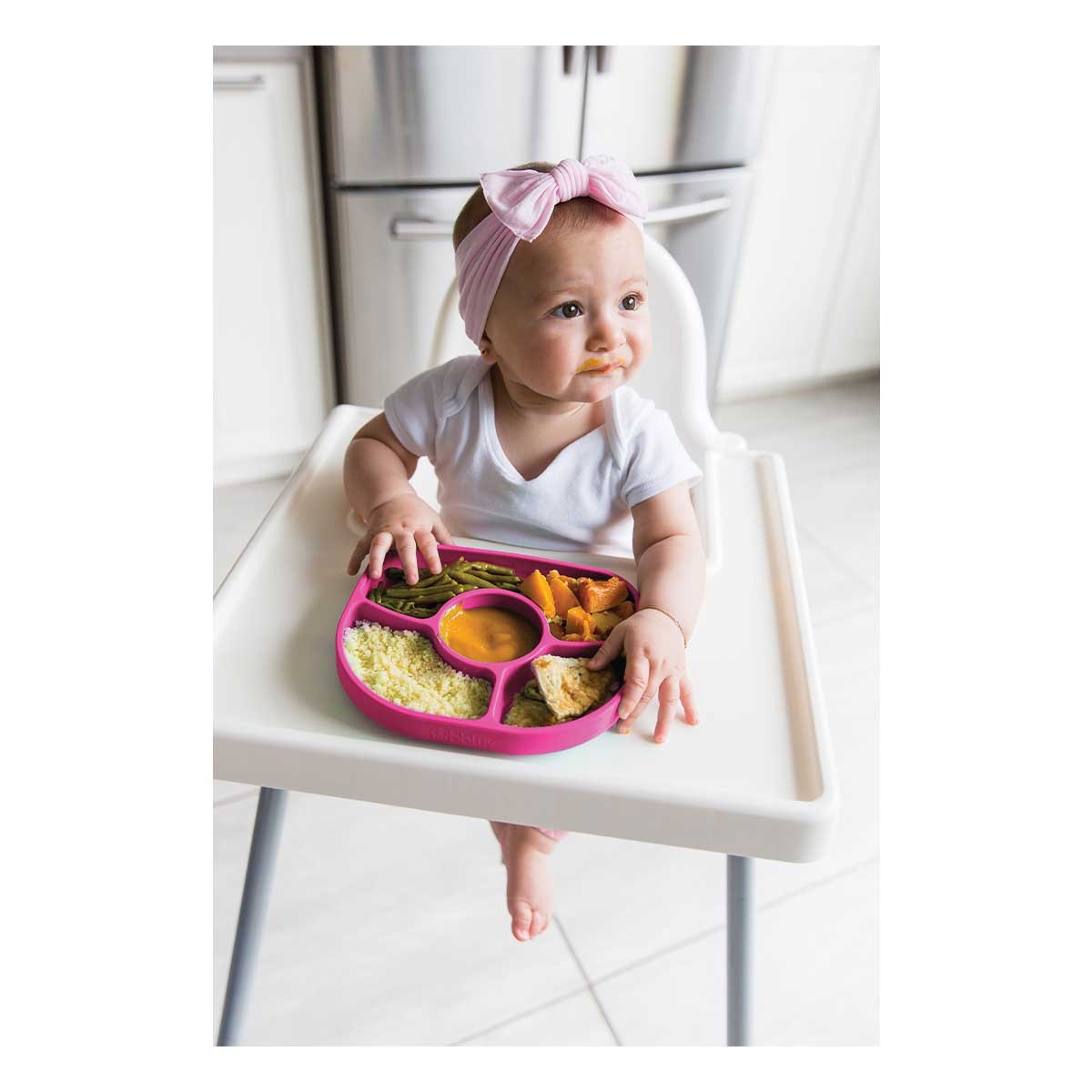 Bblüv Yümi Silikon Mama Tabağı ve Kaşık Set Pembe 