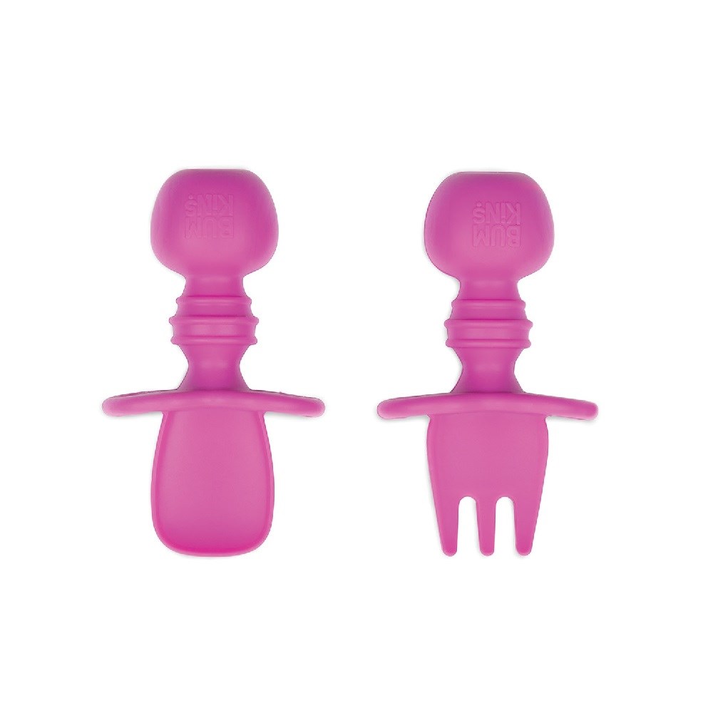 Bumkins Chewtensils Silikon Çatal Kaşık Seti 6 Ay+ Fuscshia 