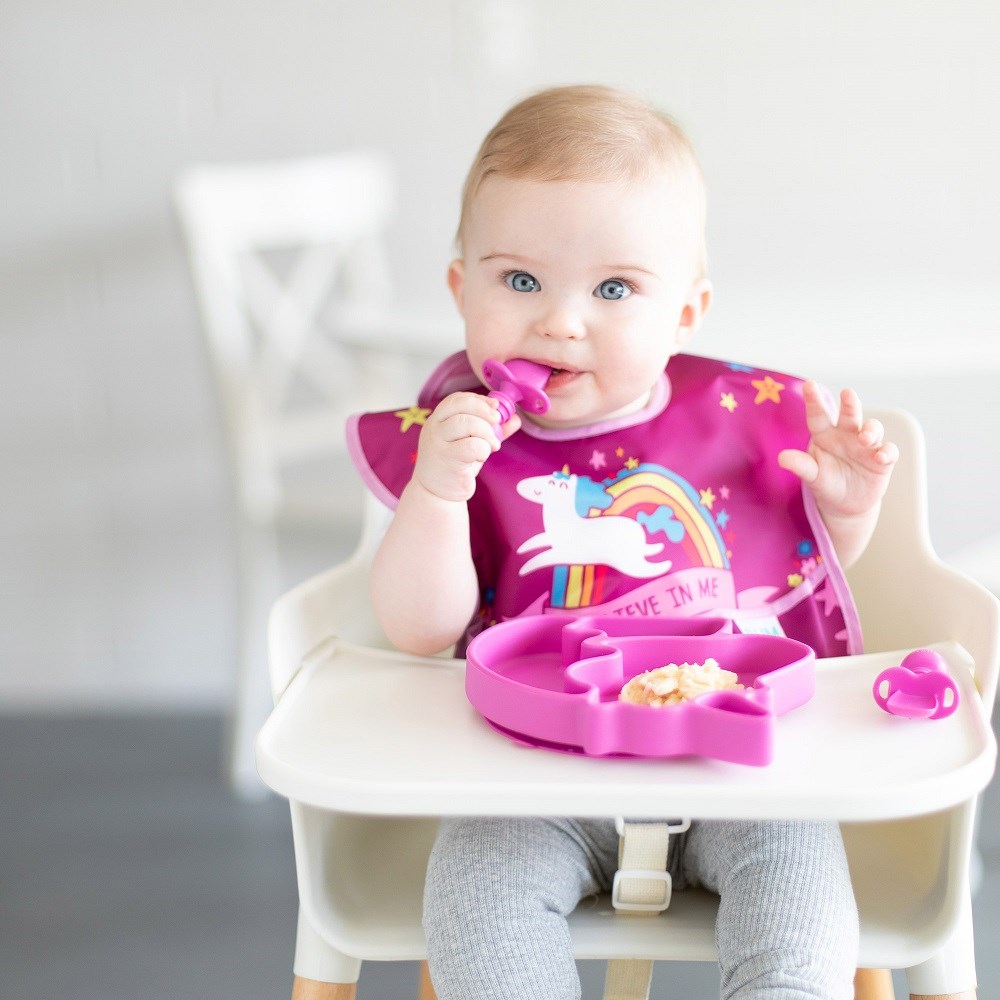 Bumkins Chewtensils Silikon Çatal Kaşık Seti 6 Ay+ Fuscshia 