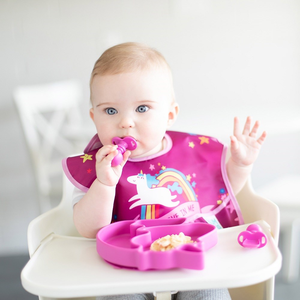 Bumkins Chewtensils Silikon Çatal Kaşık Seti 6 Ay+ Fuscshia 