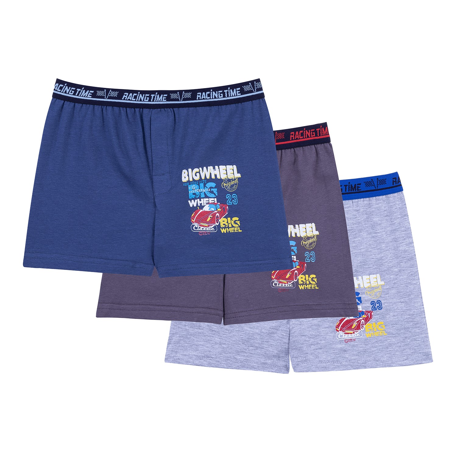Bsm Collection 3'lü Erkek Çocuk Boxer Gri Lacivert Gri
