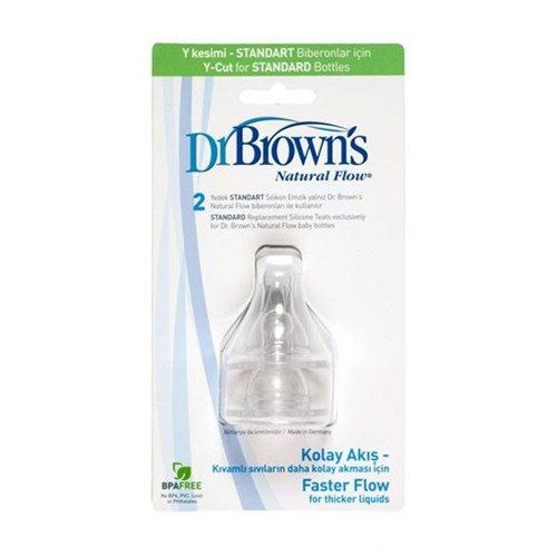 Dr Browns Y Kesim Dar Ağız Silikon Biberon Emziği İkili 9m+