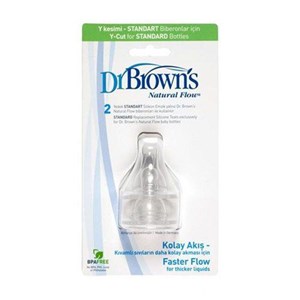 Dr Browns Y Kesim Dar Ağız Silikon Biberon Emziği İkili 9m+