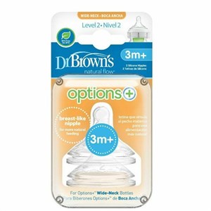 Dr Browns 2. Seviye Geniş Ağız Silikon Biberon Emziği İkili 3m+