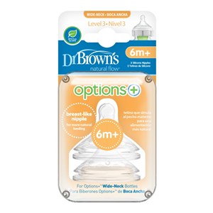 Dr Browns 3. Seviye Geniş Ağız Silikon Biberon Emziği İkili 6m+