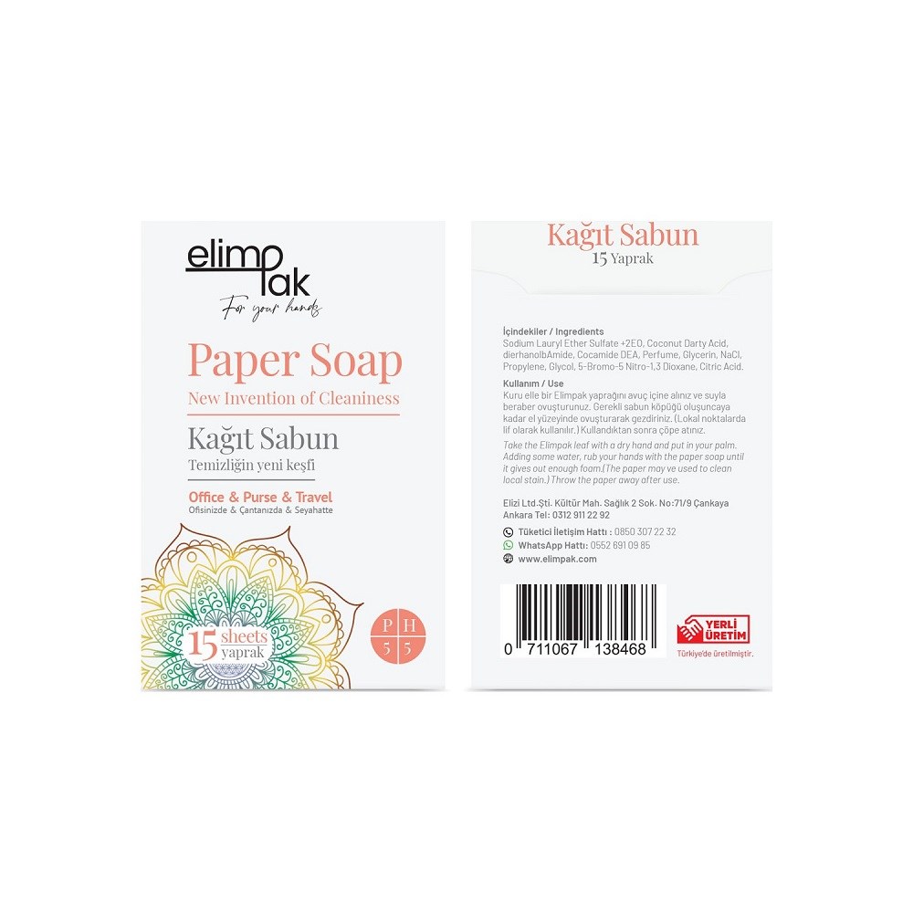 Elimpak Kağıt Sabun 5x15 Adet 