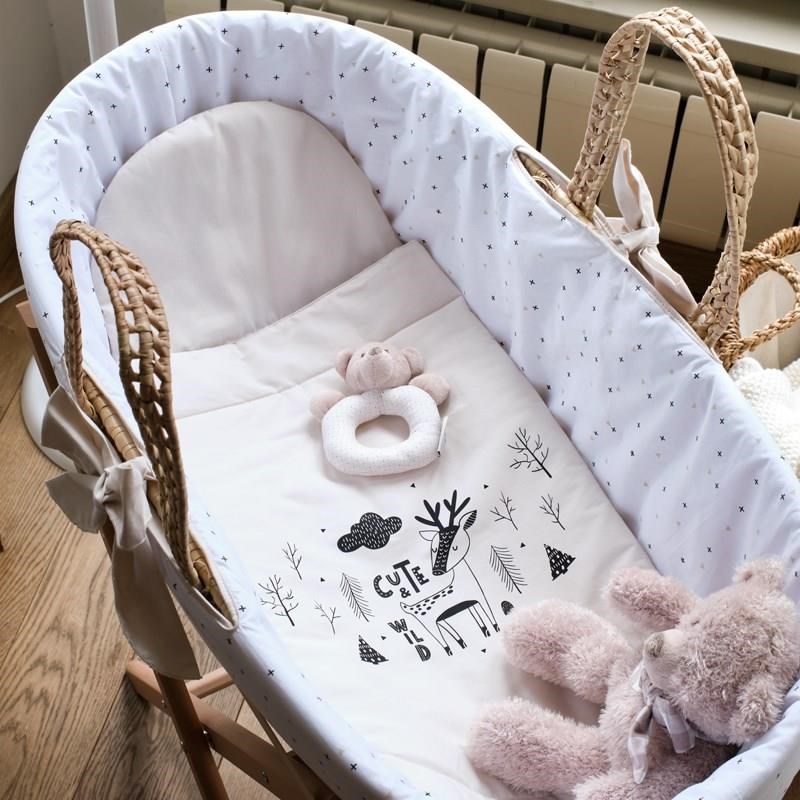 Funnababy Cute Wild Bej Hasır Sepet Beşik Seti 