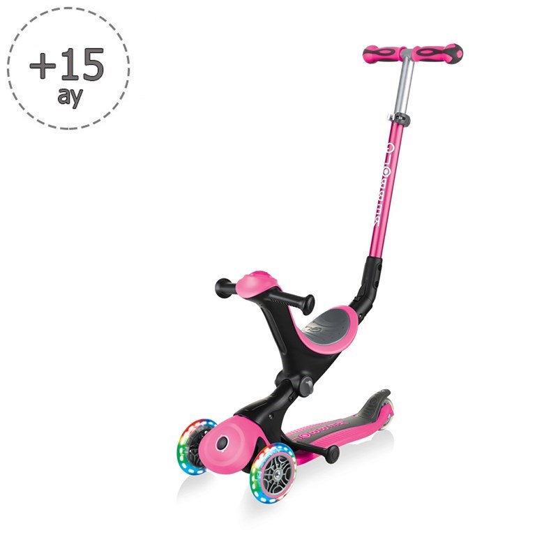 Globber Go Up Deluxe Işıklı Scooter Pembe 