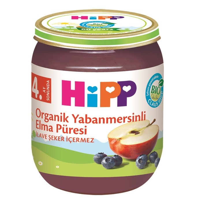 Hipp Organik Yabanmersinli Elma Püresi 125 gr 