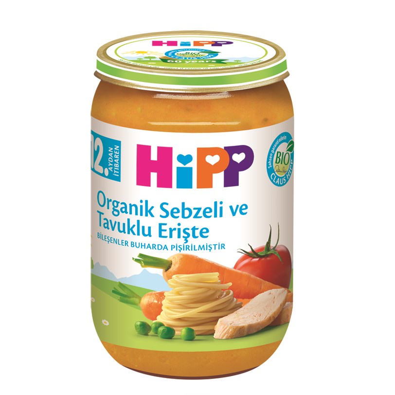 Hipp Organik Sebzeli ve Tavuklu Erişte 220 gr 
