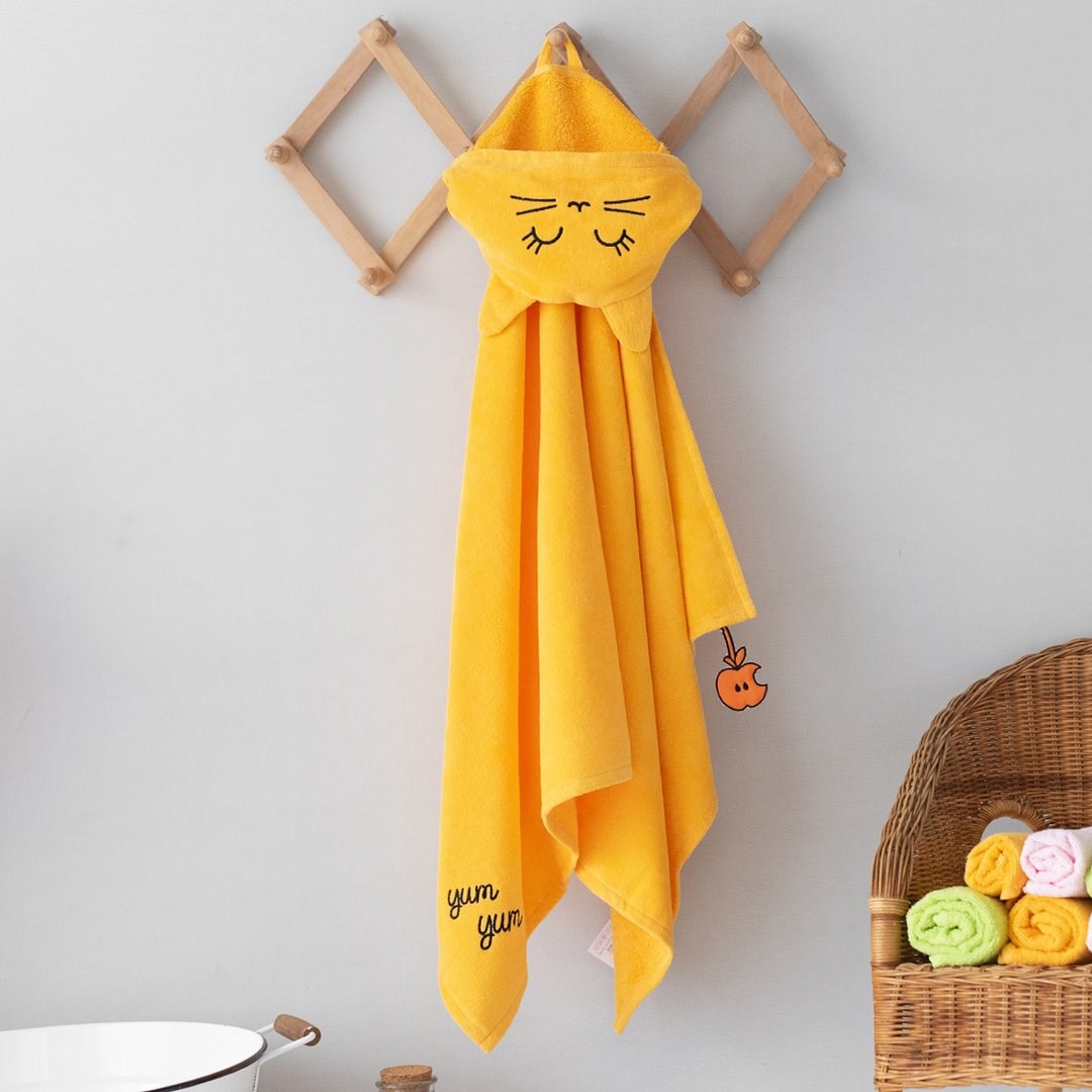 Milk & Moo Tombiş Kedi Kadife Kundak Havlu Sarı