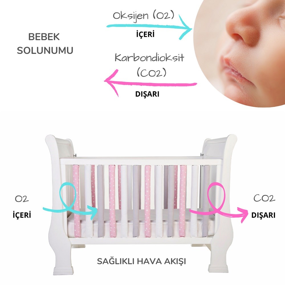 My Bee & Mee Bebek Karyola Parmaklık Koruyucu Büyük Boy Gri 