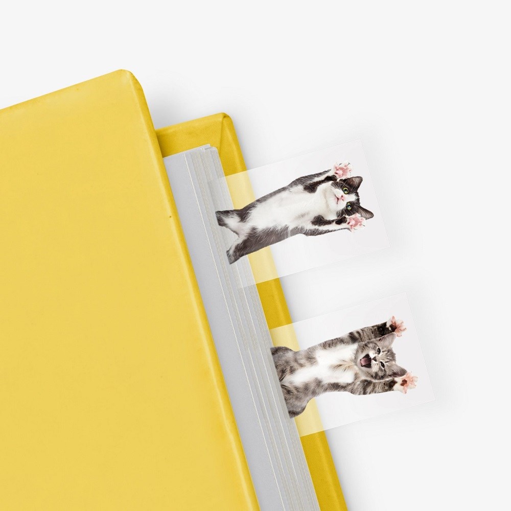 Mustard Crazy Kedili Yapışkan Kitap Ayracı 