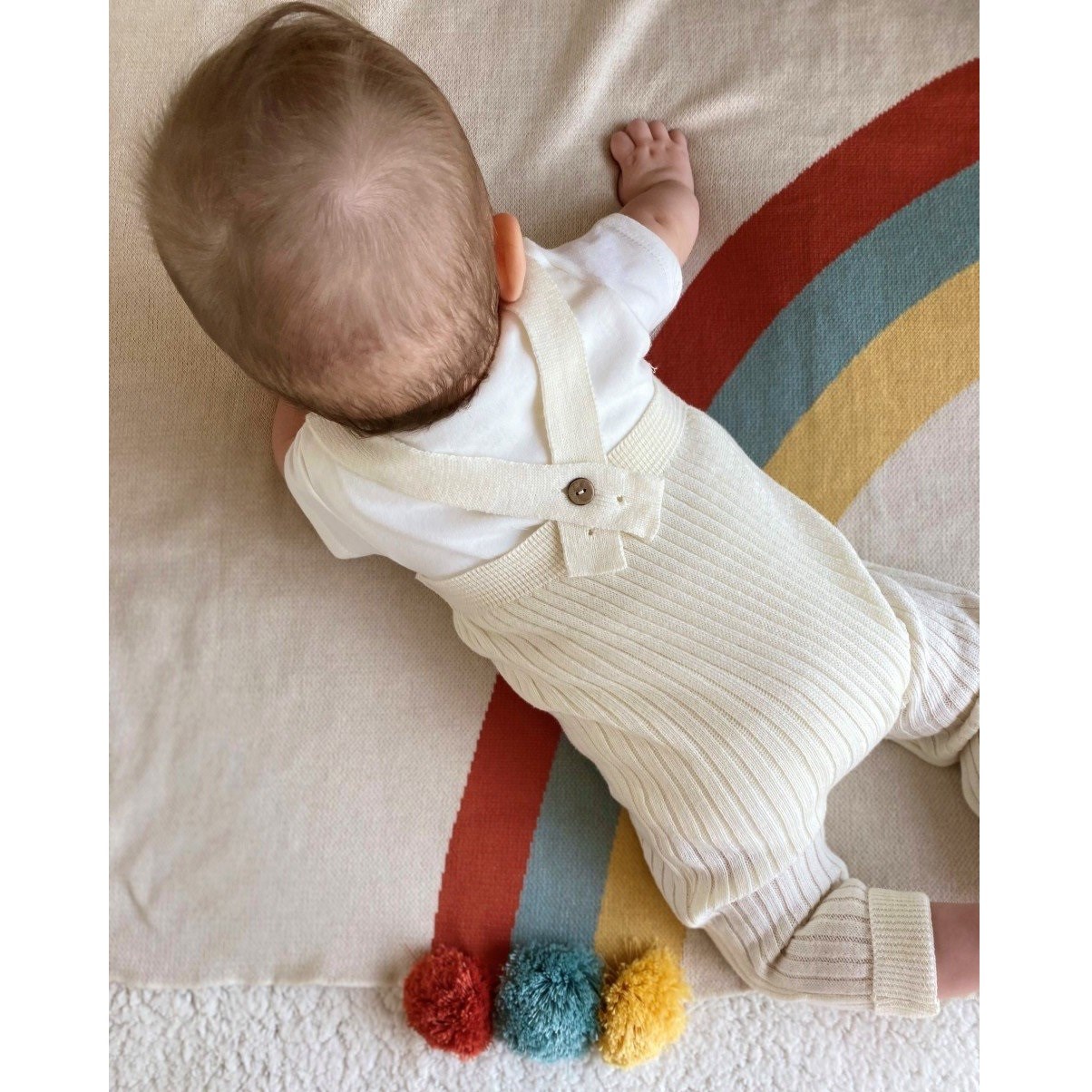 Mama Yoyo Organik İnce Bebek Triko Battaniye Rain-Pompom 80*100 