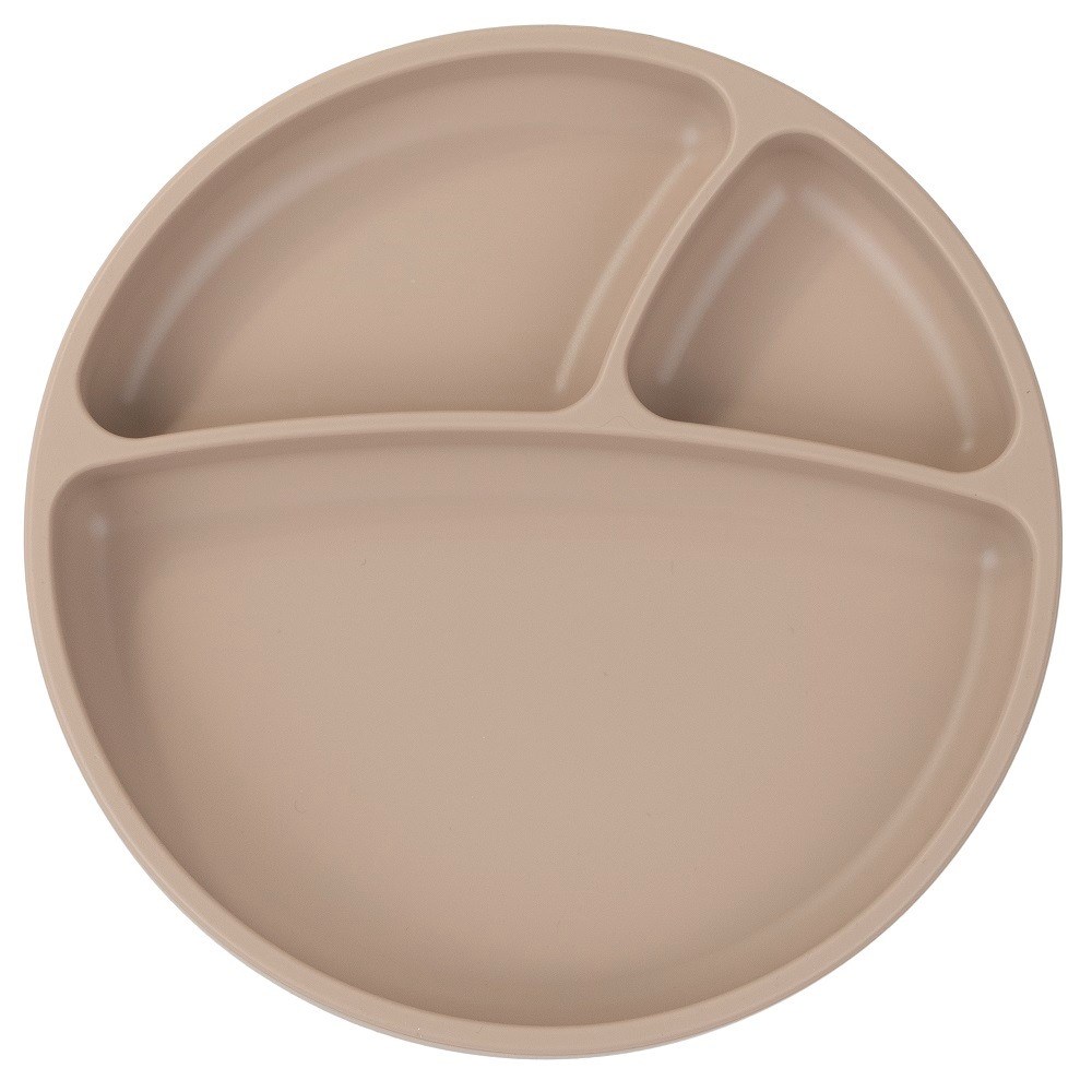 OiOi Porsiyon - Vakumlu Silikon Bölmeli Tabak Bubble Beige Krem