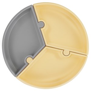 OiOi Puzzle Vakumlu Tabak 6 Ay + Sarı/Gri