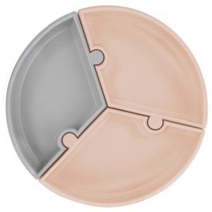 OiOi Puzzle Vakumlu Tabak 6 Ay + Bej/Gri