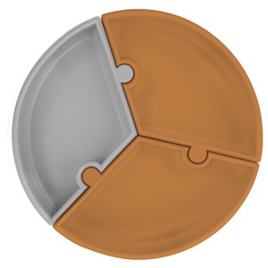 OiOi Puzzle Vakumlu Tabak 6 Ay + Kahverengi/Gri
