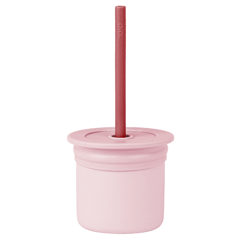 OiOi Ham Hüp Silikon Pipetli Bardak Seti 6 Ay+ Pinky Pink - Velvet/Rose 