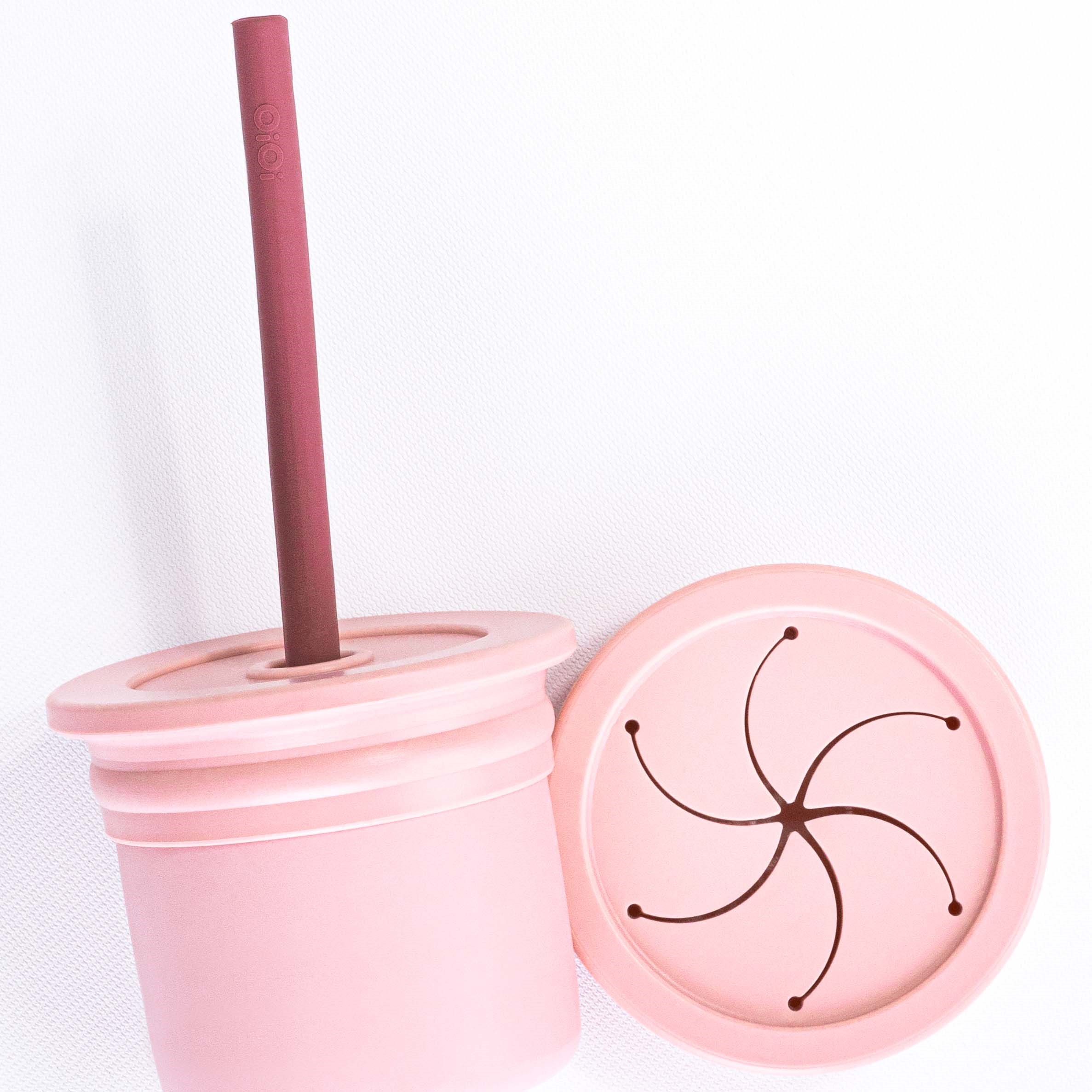 OiOi Ham Hüp Silikon Pipetli Bardak Seti 6 Ay+ Pinky Pink - Velvet/Rose 