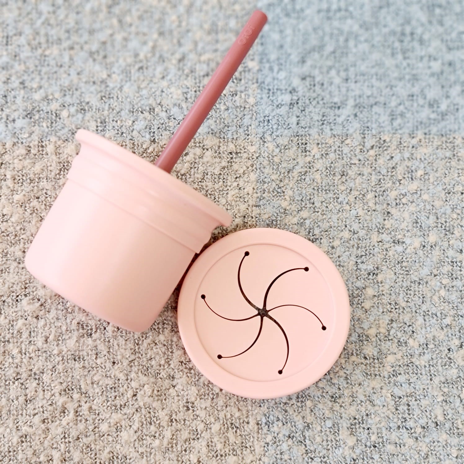 OiOi Ham Hüp Silikon Pipetli Bardak Seti 6 Ay+ Pinky Pink - Velvet/Rose 